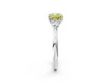 Silver Three-Stone Fancy Yellow Cushion Cut Diamond Ring with Pear  Side Stones in Four-Prong Setting_14