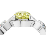 Silver Three-Stone Fancy Yellow Cushion Cut Diamond Wave Pave Band with Prong Setting_46