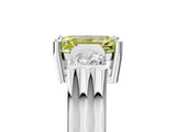 Silver Three-Stone Fancy Yellow Emerald Cut Cut Classic Band Prong Setting Ring_11