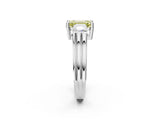 Silver Three-Stone Fancy Yellow Emerald Cut Cut Classic Band Prong Setting Ring_8
