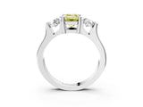 Silver Three-Stone Fancy Yellow Emerald Cut Cut Classic Band Prong Setting Ring_9