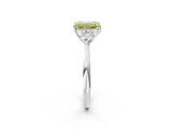 Silver Three-Stone Fancy Yellow Emerald Cut Diamond Ring with Pear  Side Stones in Four-Prong Setting_14