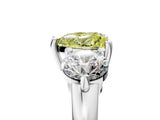 Silver Three-Stone Fancy Yellow Heart  Brilliant Cut Solitaire Ring with Prong Setting on a Classic Band 1