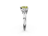 Silver Three-Stone Fancy Yellow Heart  Brilliant Cut Solitaire Ring with Prong Setting on a Classic Band 4