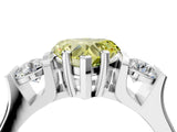 Silver Three-Stone Fancy Yellow Heart Cut Cut Classic Band Prong Setting Ring_16