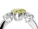 Silver Three-Stone Fancy Yellow Heart Cut Cut Diamond Ring with Channel Set Band and Four-Prong Setting_28