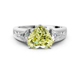 Silver Three-Stone Fancy Yellow Heart Cut Cut Diamond Ring with Trillion Side Stones on a Split Shank Band_42