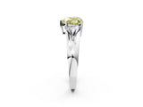 Silver Three-Stone Fancy Yellow Heart Cut Cut Diamond Ring with Trillion Side Stones on a Split Shank Band_44