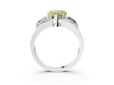 Silver Three-Stone Fancy Yellow Heart Cut Cut Diamond Ring with Trillion Side Stones on a Split Shank Band_45