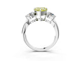 Silver Three-Stone Fancy Yellow Heart Cut Diamond Channel Set Engagement Ring with Prong Setting_21