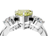 Silver Three-Stone Fancy Yellow Heart Cut Diamond Channel Set Engagement Ring with Prong Setting_22