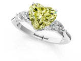 Silver Three-Stone Fancy Yellow Heart Cut Diamond Ring with Pear  Side Stones in Four-Prong Setting_13