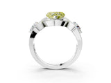 Silver Three-Stone Fancy Yellow Heart Cut Diamond Wave Pave Band with Prong Setting_45