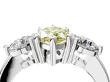 Silver Three-Stone Fancy Yellow Marquise  Brilliant Cut Solitaire Ring with Prong Setting on a Classic Band 4