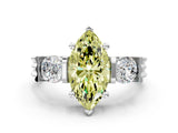 Silver Three-Stone Fancy Yellow Marquise Cut Cut Classic Band Prong Setting Ring_6