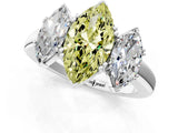 Silver Three-Stone Fancy Yellow Marquise Cut Cut Diamond Ring with Channel Set Band and Four-Prong Setting_31