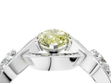 Silver Three-Stone Fancy Yellow Marquise Cut Diamond Wave Pave Band with Prong Setting_106