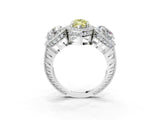 Silver Three-Stone Fancy Yellow Marquise Cut Halo Diamond Milgrain Band with Four-Prong Setting_9