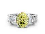Silver Three-Stone Fancy Yellow Oval Cut Cut Classic Band Prong Setting Ring_6