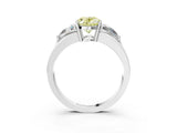 Silver Three-Stone Fancy Yellow Oval Cut Cut Diamond Ring with Trillion Side Stones on a Split Shank Band_33