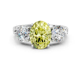 Silver Three-Stone Fancy Yellow Oval Cut Cut Milgrain Band Prong Setting Ring_150