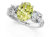 Silver Three-Stone Fancy Yellow Oval Cut Cut Milgrain Band Prong Setting Ring_151