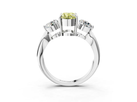 Silver Three-Stone Fancy Yellow Oval Cut Diamond Channel Set Engagement Ring with Prong Setting_21