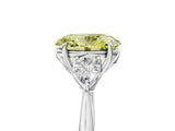 Silver Three-Stone Fancy Yellow Oval Cut Diamond Ring with Pear  Side Stones in Four-Prong Setting_17