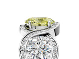 Silver Three-Stone Fancy Yellow Oval Cut Diamond Wave Pave Band with Prong Setting_11