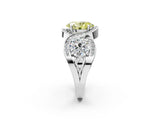 Silver Three-Stone Fancy Yellow Oval Cut Diamond Wave Pave Band with Prong Setting_8