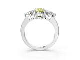 Silver Three-Stone Fancy Yellow Pear  Brilliant Cut Solitaire Ring with Prong Setting on a Classic Band 4