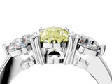 Silver Three-Stone Fancy Yellow Pear  Brilliant Cut Solitaire Ring with Prong Setting on a Classic Band 5