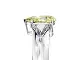 Silver Three-Stone Fancy Yellow Pear Cut Cut Diamond Ring with Trillion Side Stones on a Split Shank Band_11