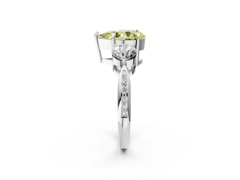 Silver Three-Stone Fancy Yellow Pear Cut Diamond Channel Set Engagement Ring with Prong Setting_26