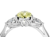 Silver Three-Stone Fancy Yellow Pear Cut Diamond Ring with Pear  Side Stones in Four-Prong Setting_16