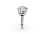 Silver Three-Stone Fancy Yellow Pear Cut Halo Diamond Milgrain Band with Four-Prong Setting_14