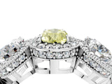 Silver Three-Stone Fancy Yellow Pear Cut Halo Diamond Milgrain Band with Four-Prong Setting_16