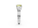 Silver Three-Stone Fancy Yellow Princess Cut Cut Classic Band Prong Setting Ring_8
