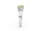 Silver Three-Stone Fancy Yellow Princess Cut Cut Diamond Ring with Channel Set Band and Four-Prong Setting_14