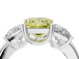 Silver Three-Stone Fancy Yellow Princess Cut Cut Diamond Ring with Channel Set Band and Four-Prong Setting_16