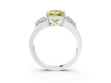 Silver Three-Stone Fancy Yellow Princess Cut Cut Diamond Ring with Trillion Side Stones on a Split Shank Band_33