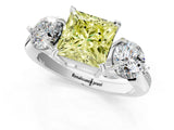 Silver Three-Stone Fancy Yellow Princess Cut Diamond Channel Set Engagement Ring with Prong Setting_19