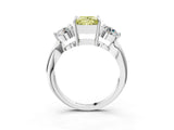 Silver Three-Stone Fancy Yellow Princess Cut Diamond Channel Set Engagement Ring with Prong Setting_21