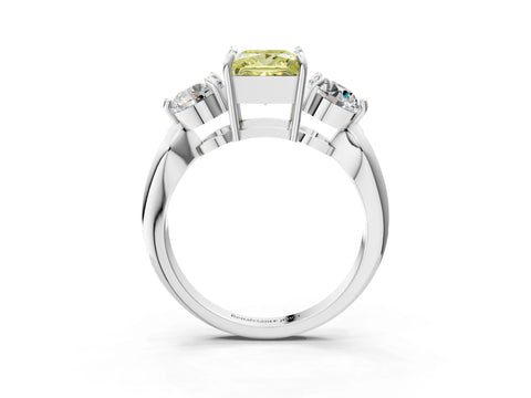 Silver Three-Stone Fancy Yellow Princess Cut Diamond Channel Set Engagement Ring with Prong Setting_21
