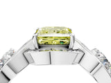 Silver Three-Stone Fancy Yellow Princess Cut Diamond Wave Pave Band with Prong Setting_22