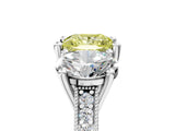Silver Three-Stone Fancy Yellow Princess  Diamond Milgrain Pave Band with Prong Setting 5