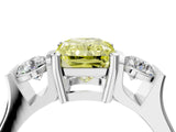 Silver Three-Stone Fancy Yellow Radiant Cut Cut Classic Band Prong Setting Ring_10