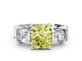 Silver Three-Stone Fancy Yellow Radiant Cut Cut Classic Band Prong Setting Ring_6