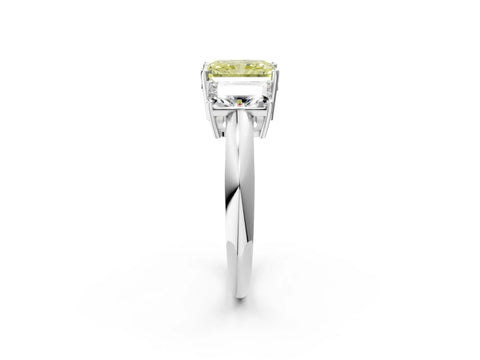 Silver Three-Stone Fancy Yellow Radiant Cut Cut Diamond Engagement Ring with Prong Setting on a White Gold Band_44