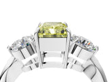 Silver Three-Stone Fancy Yellow Radiant Cut Diamond Channel Set Engagement Ring with Prong Setting_23